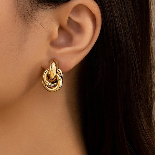 Gold SIlver Knot Hoop Twist Stud Earring