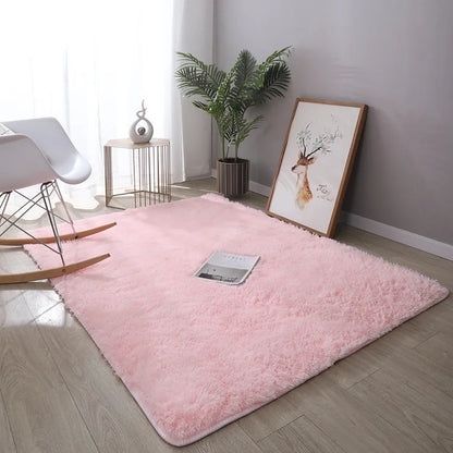 Silk Hair Tie-Dye Carpet Plush Soft Floor Mat Decoration