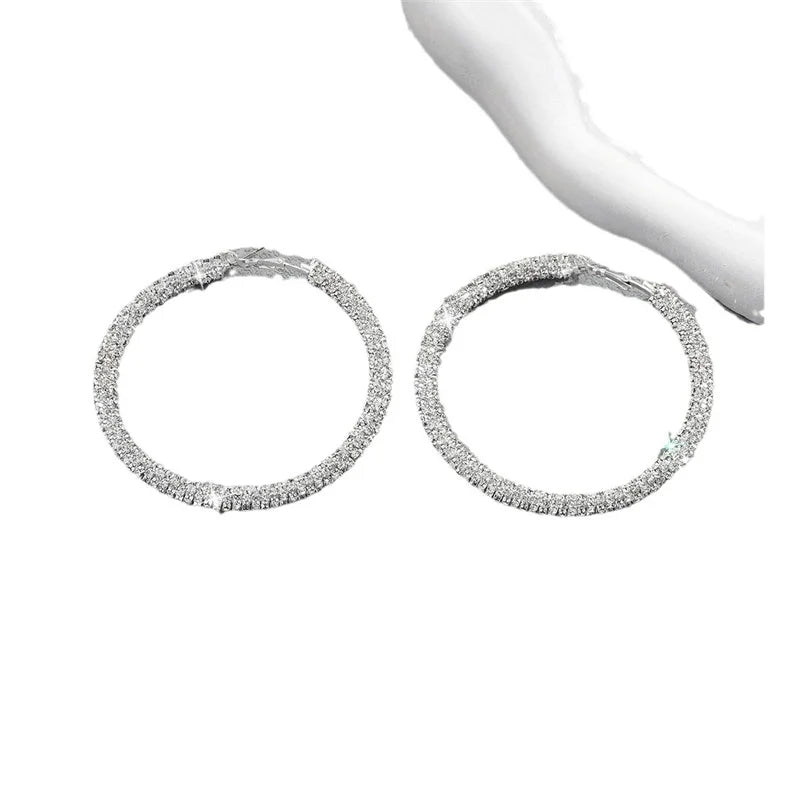 Big Full Crystal Circle Hoop Earrings
