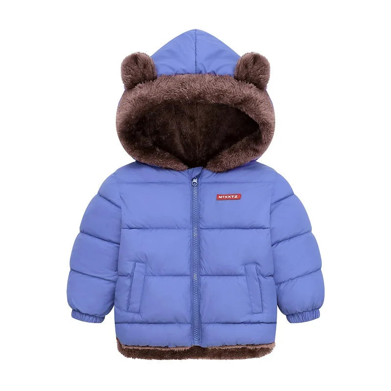 Thick Jackets Winter Padded Fleece Warm Hooded Cotton Cashmere Snowsuit