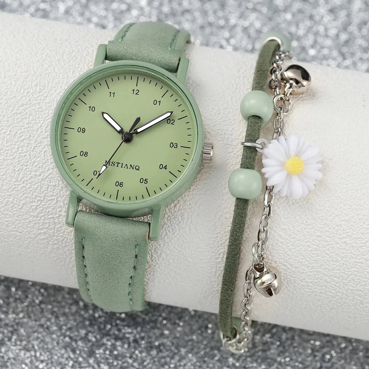 2PCS/Set Arabic Dial Leather Strap Quartz Watches