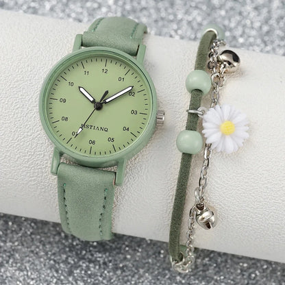 2PCS/Set Arabic Dial Leather Strap Quartz Watches