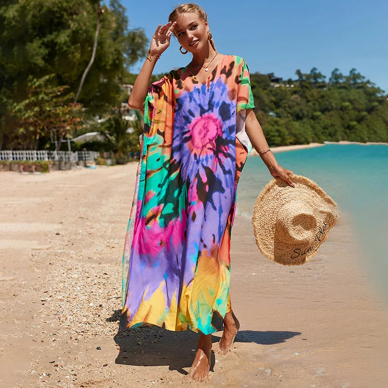 Swimsuit Kaftans Beach Cover Ups Colorful Outfits Dress