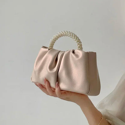 Pearl Handle Clutch Purse Handbags Luxury Square Shoulder Bags