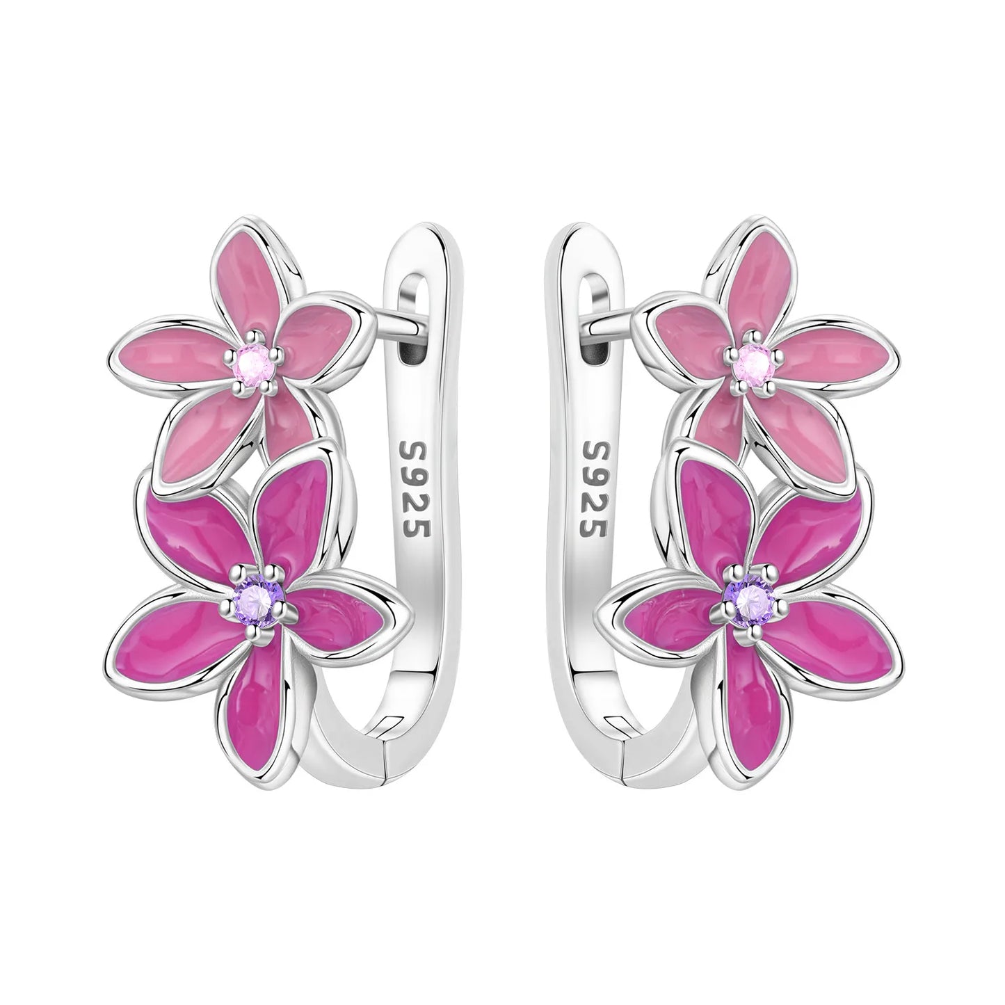 Orstarry Original 925 Sterling Silver Blue Iris Flower Earrings