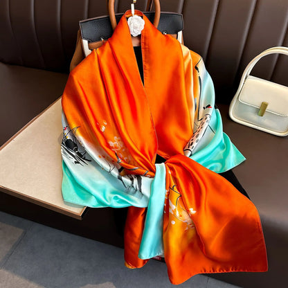 Luxury Silk 180X90CM Long Scarf Popular Silk Headscarf  Shawl