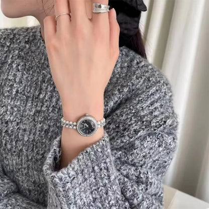 Pearl Studded Strap Luxury Bracelet Quartz Wristwatches