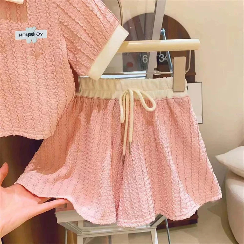 Cute Sweet Short Sleeve Casual Suits 2-10Y