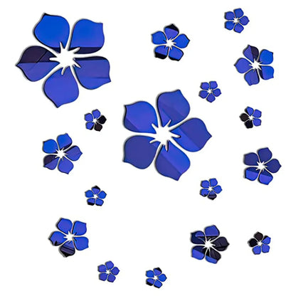 18Pcs 3D Flower Mirror Wall Stickers Home Decoration
