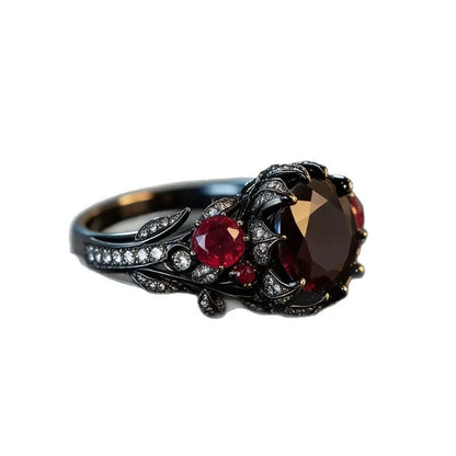 Dark Rose Shape Black Zirconia Hip Hop Rings