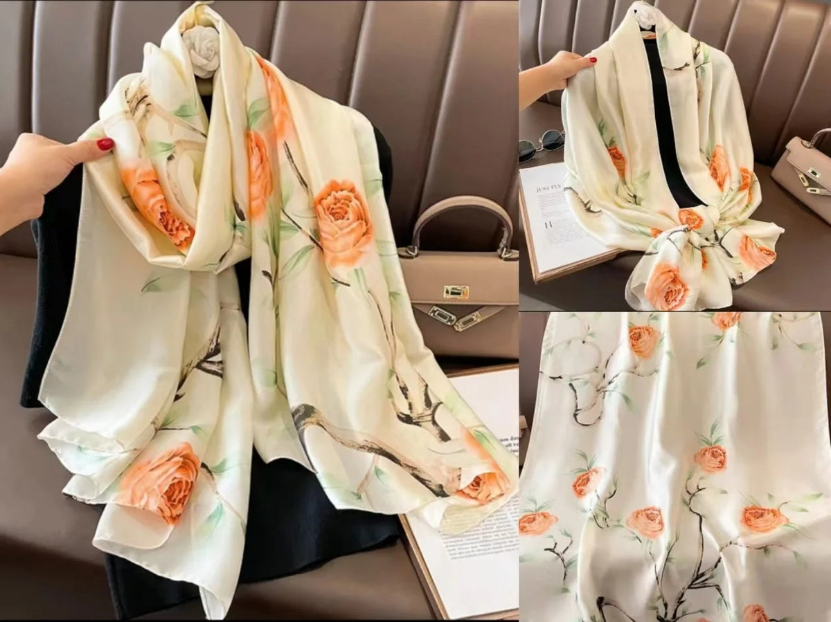 180*90cm Luxury Classic Sun Protection Silk Scarves Silk Shawl