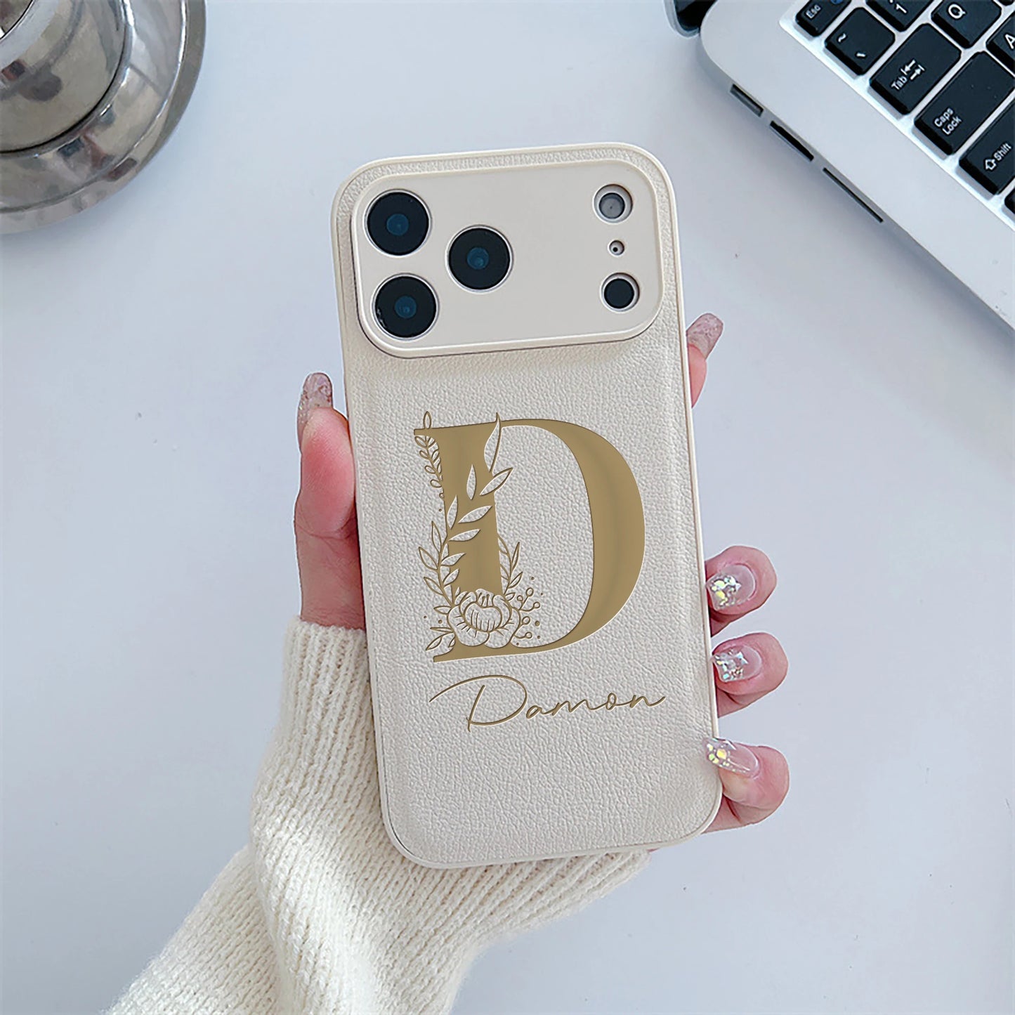Initial Custom Big Letter with Flowers iPhone Case
