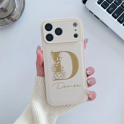 Initial Custom Big Letter with Flowers iPhone Case