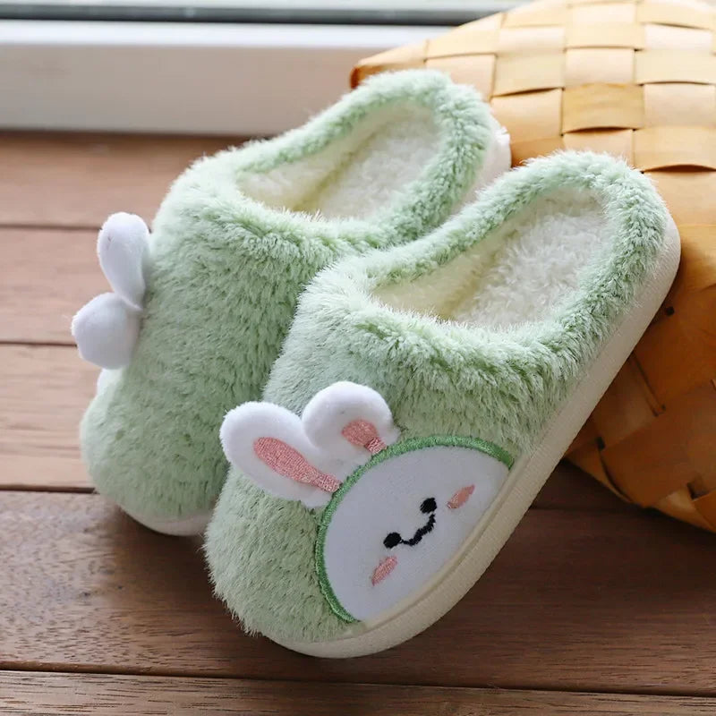 Furry Cute Flip Flops Rabbit Indoor Wooden Floor Warm Cotton Slippers