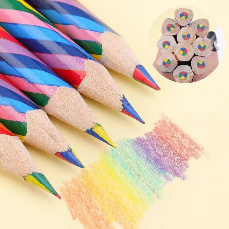 4 Color Concentric Rainbow Pencil Wooden Bulk Rainbow Pencil