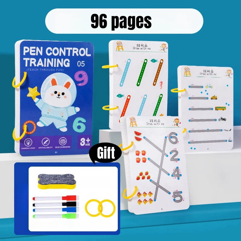 All-in-One Magic Tracing Coloring Book Reusable Pen Control Workbook