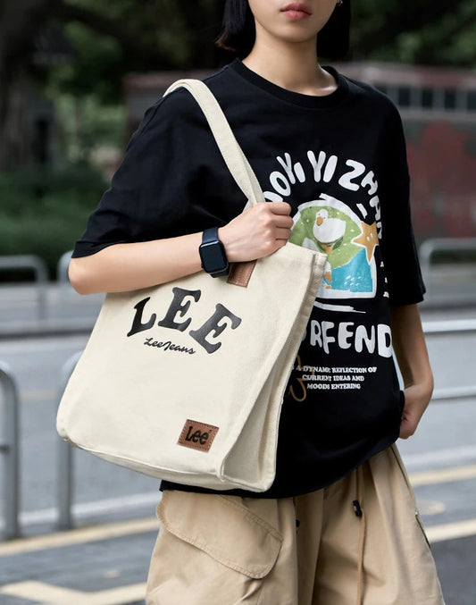 Canvas Tote Leather Cotton Shopping Bag