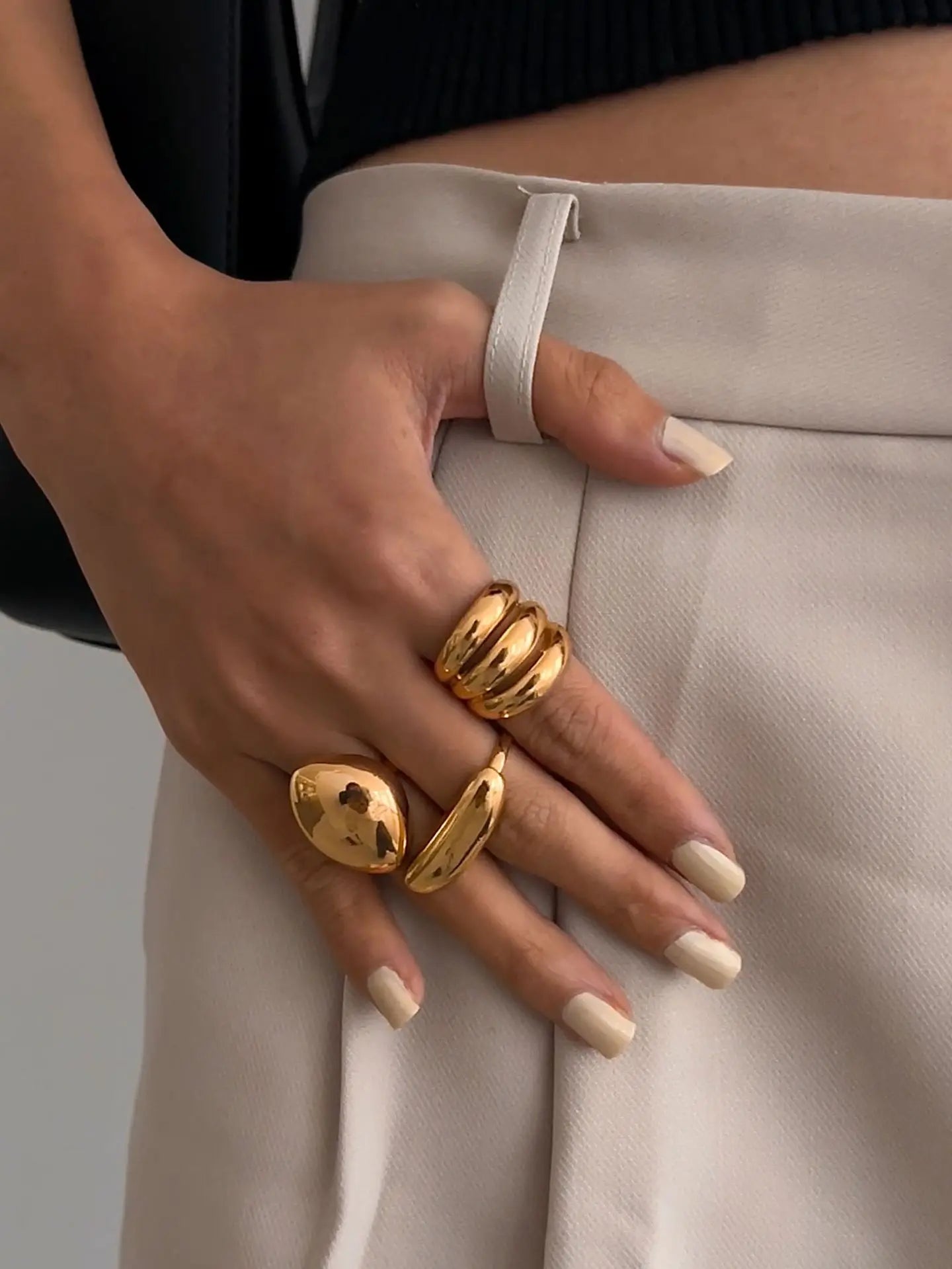 3 قطع/مجموعة حلقات معدنية مبالغ فيها