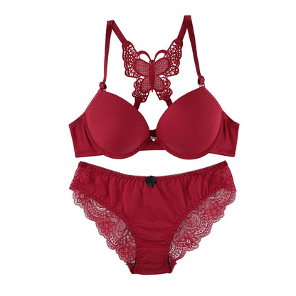 beautiful back butterfly bra push up set