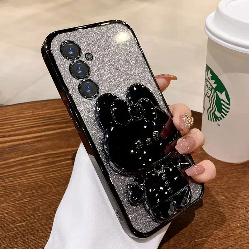 Glitter Mirror Rabbit Stand Case For Samsung Cover
