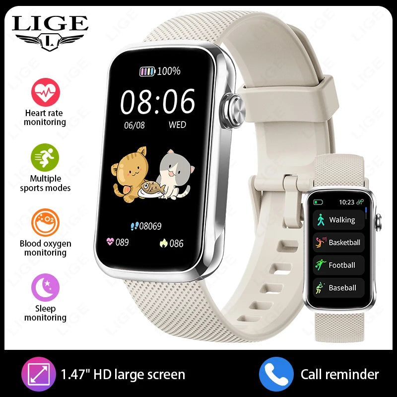 1.47'' Smart Bracelet Heart Rate Step Count Sport Fitness Health Monitor Waterproof Smartwatch