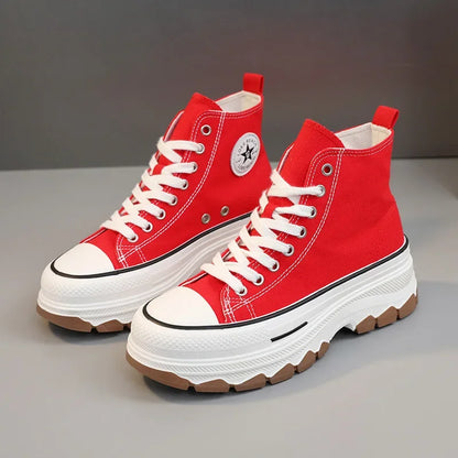 High Top Lace-Up Height Canvas Sneakers