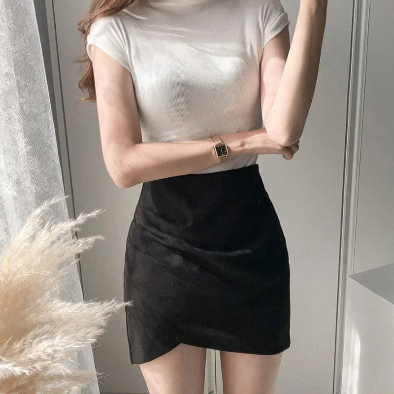 Sexy Slim Fit Suede Mini Skirt