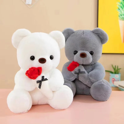 Cute Rose Bear Plush Toy Stuffed Animal Doll