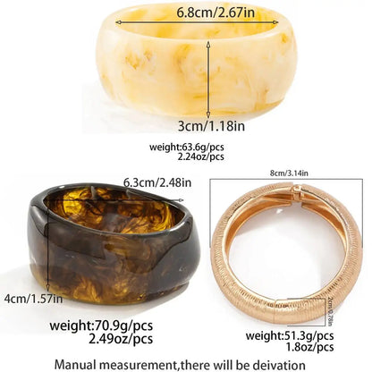 Vintage Geometry Resin Acrylic Thick Wide Bracelets