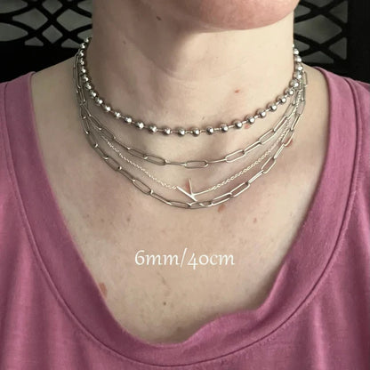 6/8/10mm Stainless Steel Ball Chain Layering Necklace