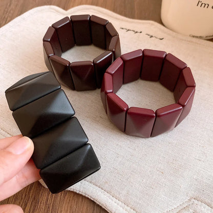 Vintage Solid Square Wide Acrylic Bangles Charm Stretch Resin Cuff Bracelets