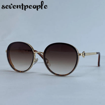 Oversized Round Luxury Vintage Metal Frame Sunglasses