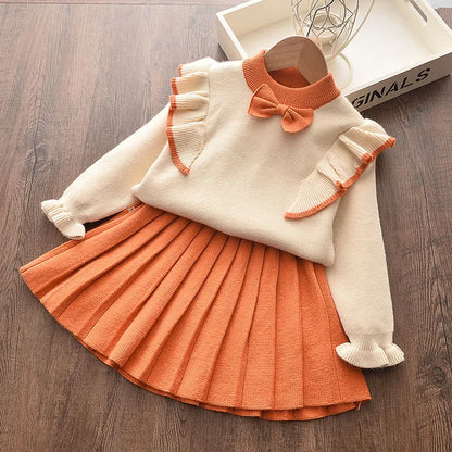 Knitting Kids Suit Winter Long Sleeves Princess Dress