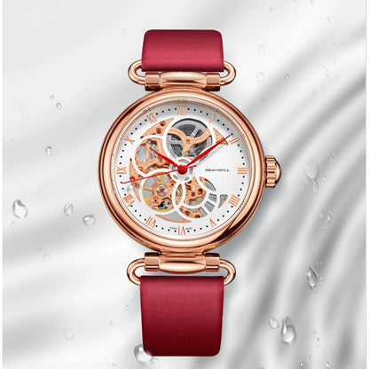 Leather Strap Waterproof Skeleton Automatic Mechanical Watch Necklace Set 6002L Series