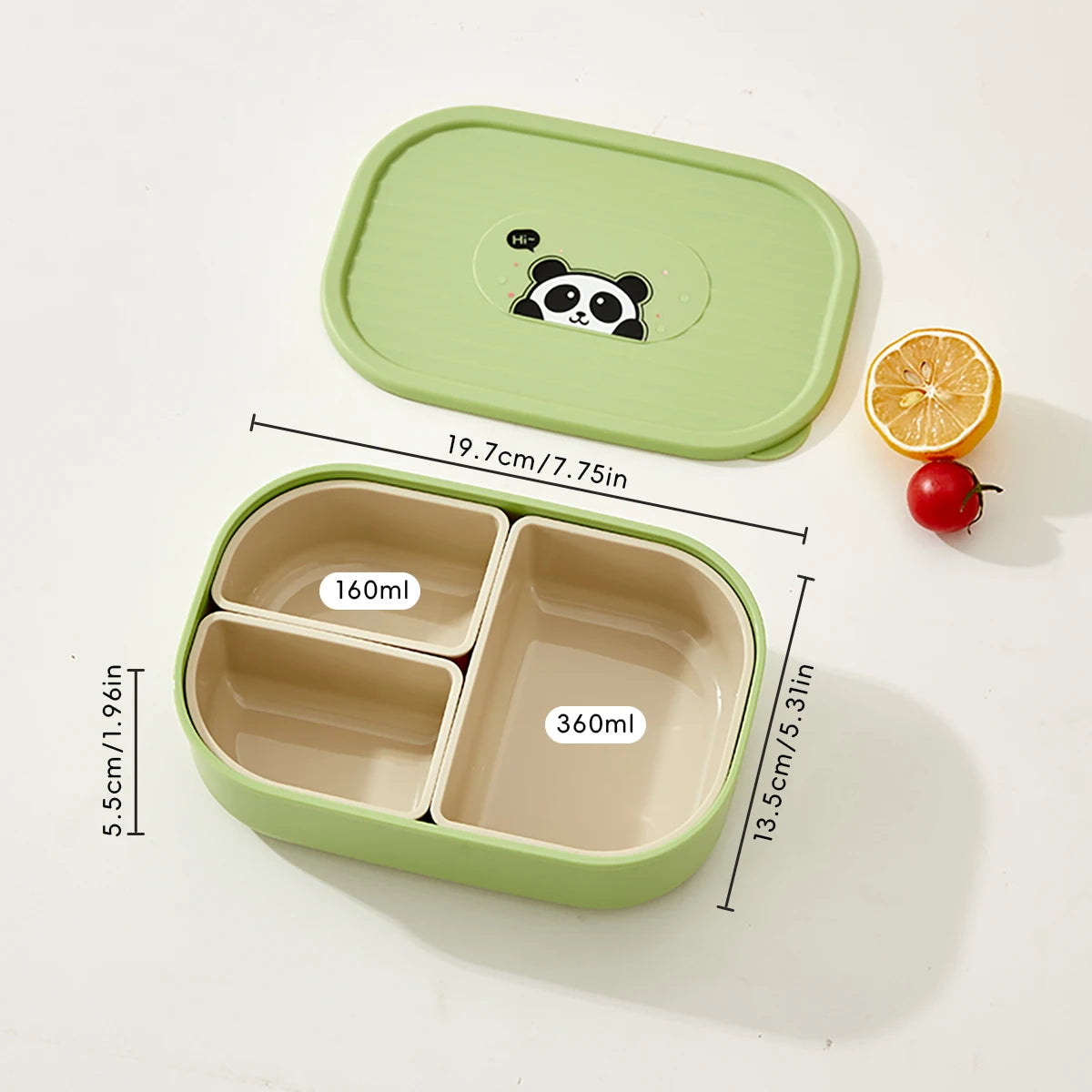 Outdoor Portable Sealed Divided Food Container 3 Grids Plastic Lunch Box
