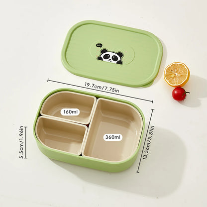Outdoor Portable Sealed Divided Food Container 3 Grids Plastic Lunch Box