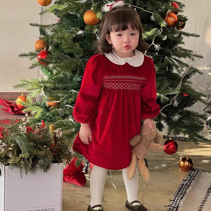 Christmas Party Lace Collar Red New Year's Princess Dress