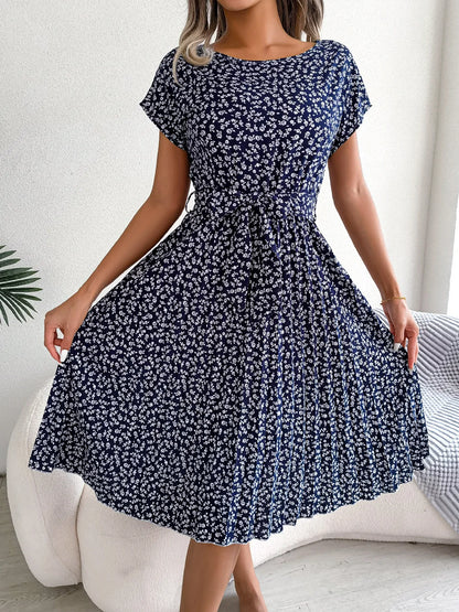 Short Sleeve High Waist Dress
