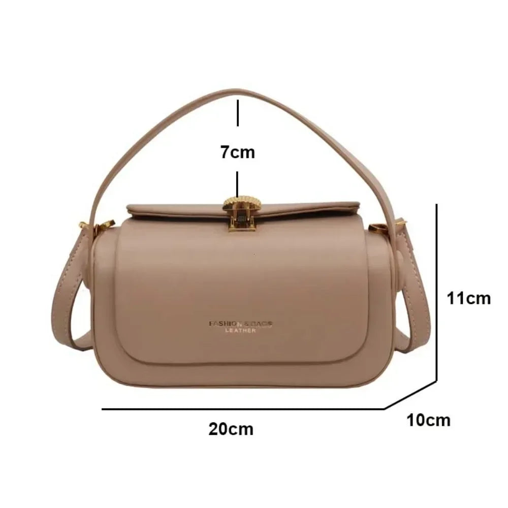 Black Shoulder Versatile Retro Crossbody Square Leather Flap Handbags