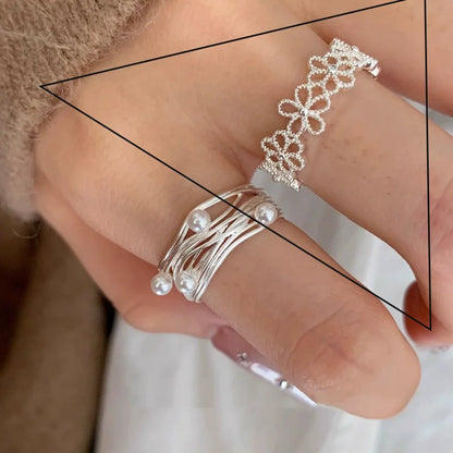 925 Sterling Silver Open Pearl Smile Stackable Finger Ring