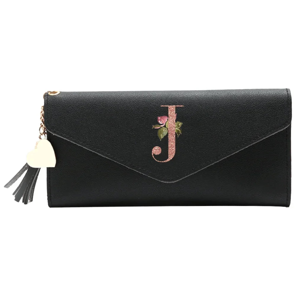 Black Small Leather Coin Rose Gold Wallet