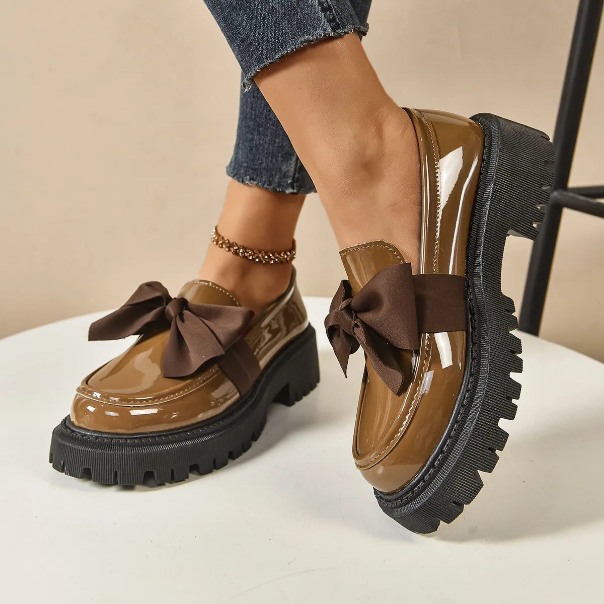 Plus Size Loafers British Style Platform Shoes