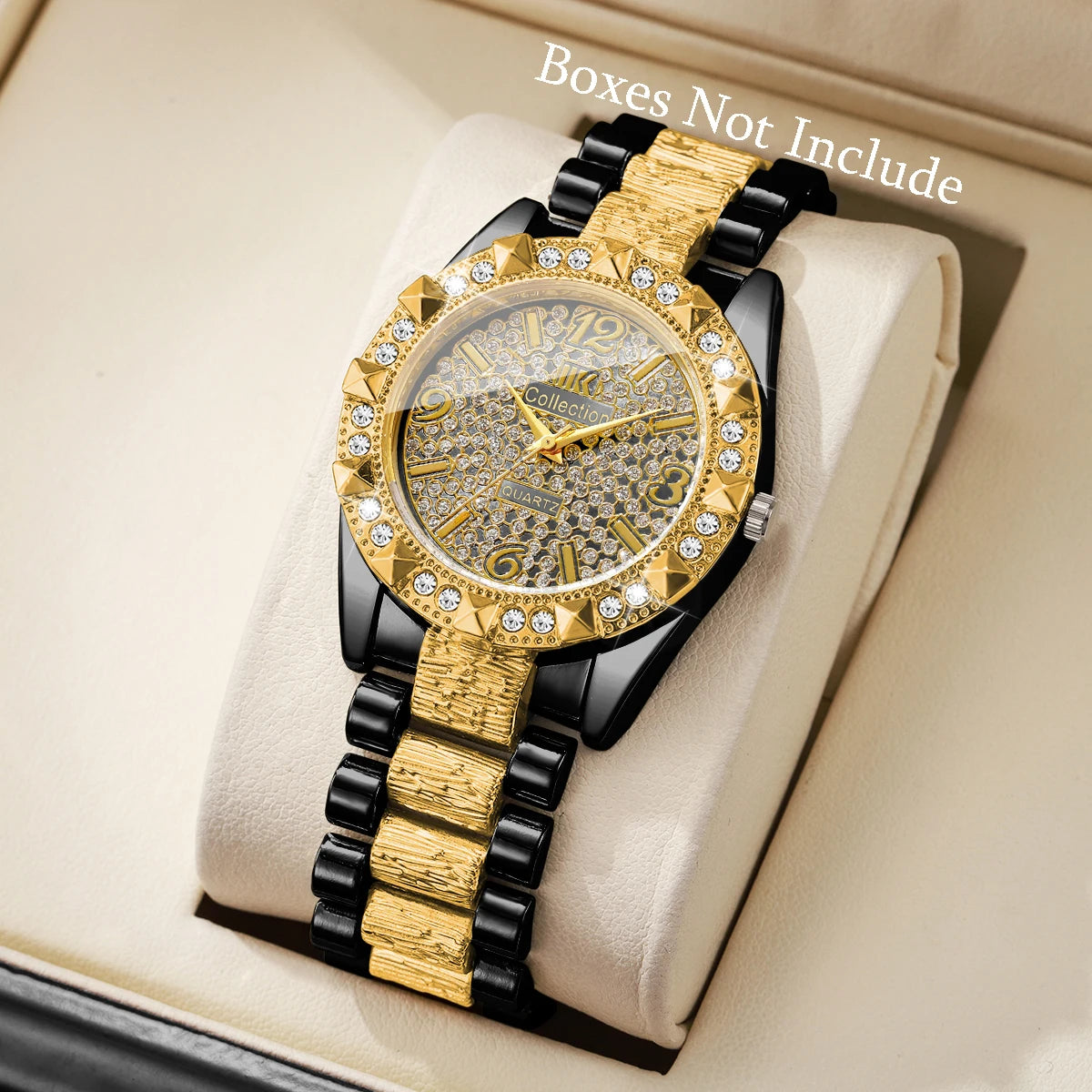 Luxury Diamond Arabic Dial Quartz Wristwatch