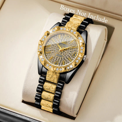 Luxury Diamond Arabic Dial Quartz Wristwatch