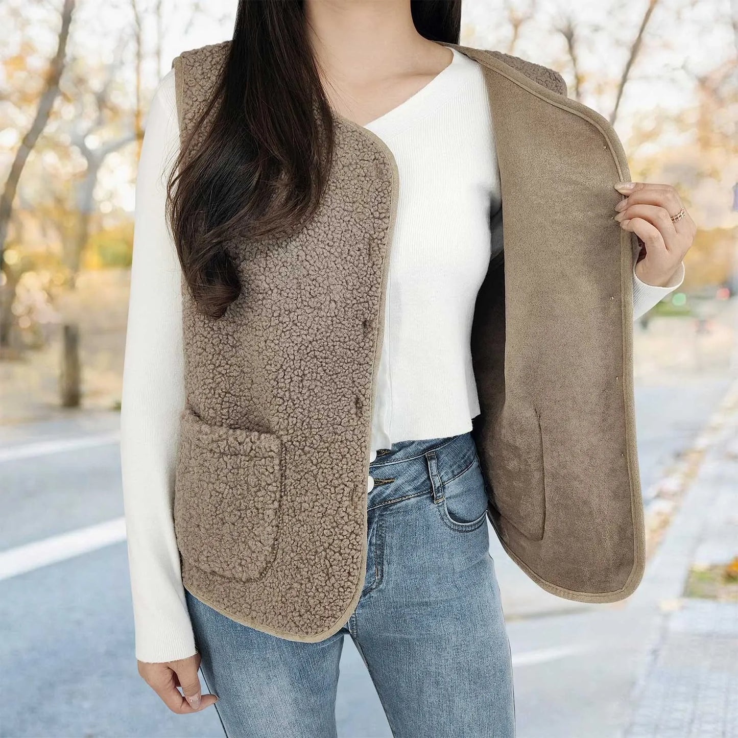 Teddy Fleece Thin Vest Sleeveless Short Jacket