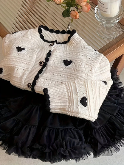 Versatile Single-Breasted Heart Long-Sleeved Korean Style Jacket