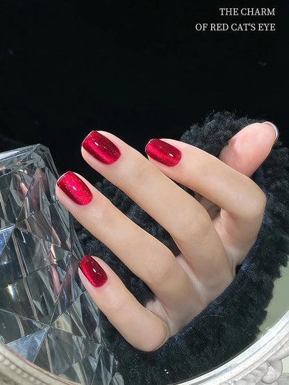 10ml/Bottle Ruby Red Cat Eye Gel Nail Polish Wine Red Cherry Dopamine Glitter Nail Gel