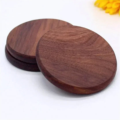 1PCS Solid Walnut Wood Coaster Round Beech Cup Mat