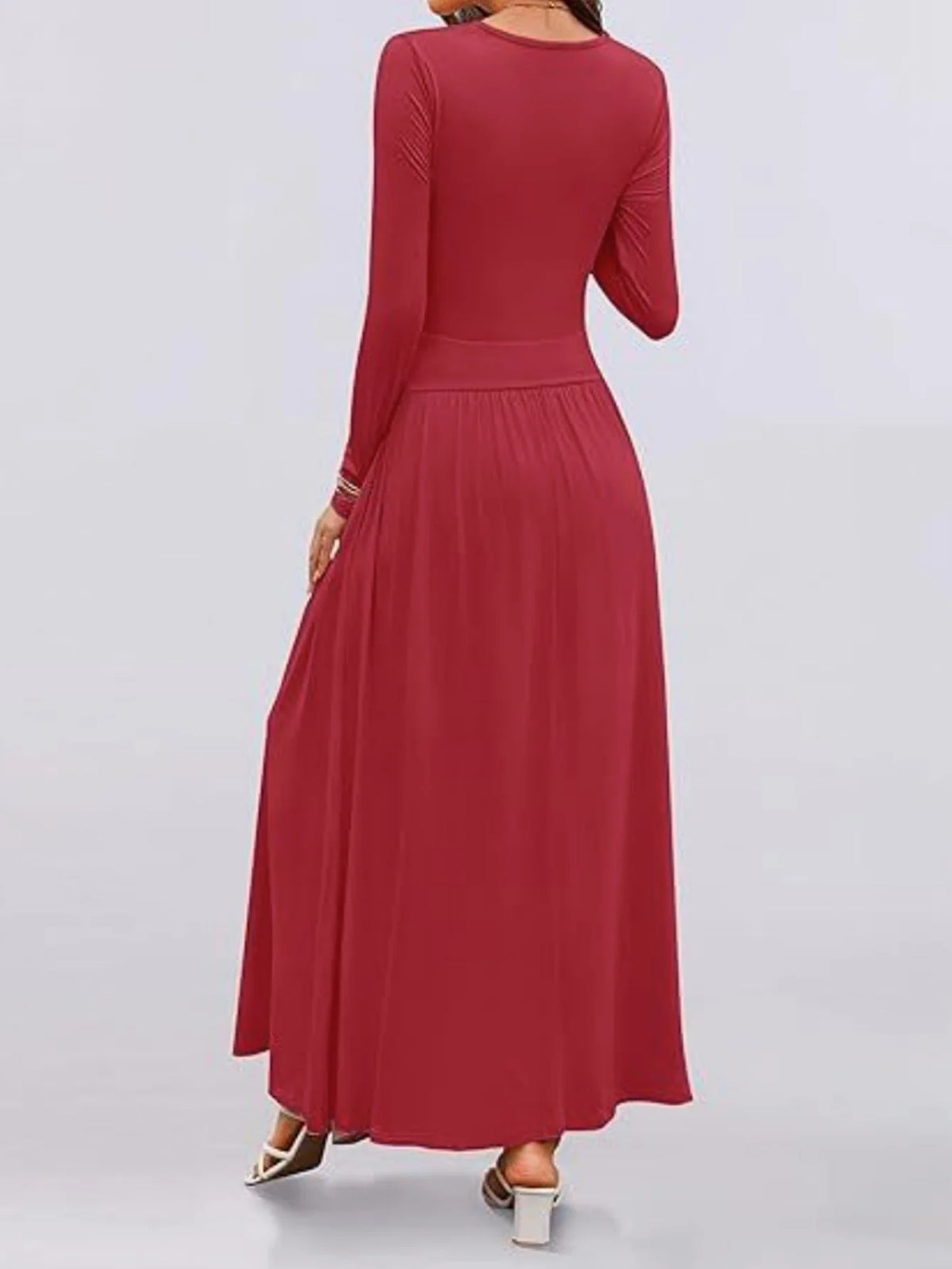 Long Sleeve Maxi Fit Ruched Casual Wear Dress