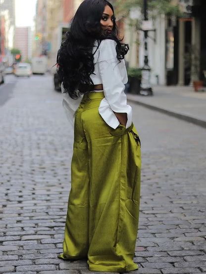 Multi-pocket Loose High Street Wide Leg Pants